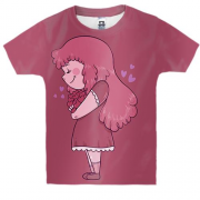 Детская 3D футболка с девочкой и сердечками
