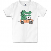 Детская футболка Crocodile in the car