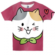 Детская 3D футболка с влюбленным котом и надписью "Love"