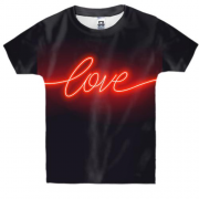 Детская 3D футболка с неоновой надписью "Love"