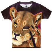 Детская 3D футболка с накрашеной львицей