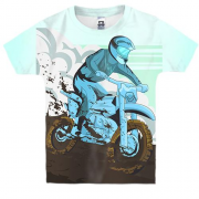 Детская 3D футболка с грязным мотоциклистом