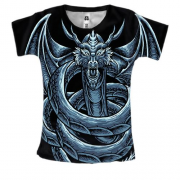 Женская 3D футболка с синим змеем
