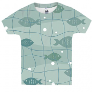 Детская 3D футболка с рыбками в сетях