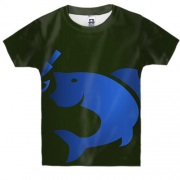 Дитяча 3D футболка з синьою рибою на гачку