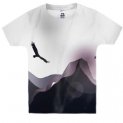 Детская 3D футболка с птицей в горах