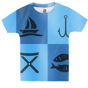 Дитяча 3D футболка з символікою риболовлі