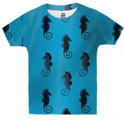 Детская 3D футболка с темным морским коньком