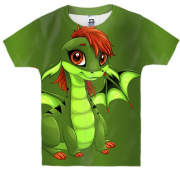 Детская 3D футболка с зеленым дракончиком