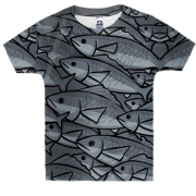 Дитяча 3D футболка з сірими рибками