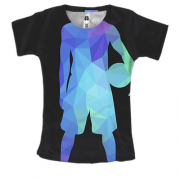 Женская 3D футболка с полигональным футболистом