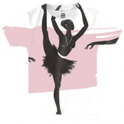 Детская 3D футболка с черными балеринами