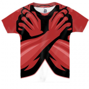 Детская 3D футболка с красными сильными руками