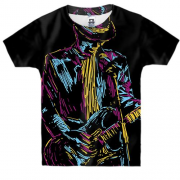 Дитяча 3D футболка з барвистим виконавцем гітаристом