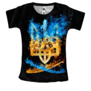 Женская 3D футболка с огненным тризубом