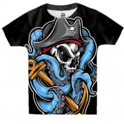 Детская 3D футболка с осьминогом пиратом и якорем