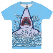 Детская 3D футболка с акулой и волнами