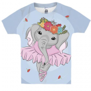 Детская 3D футболка со слоником балериной