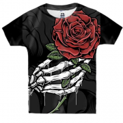 Дитяча 3D футболка зі скелетом і трояндою