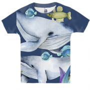 Детская 3D футболка с двумя китами