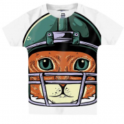 Детская 3D футболка с котом в шлеме