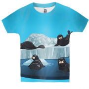 Детская 3D футболка с тюленями на айсберге