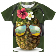 Детская 3D футболка с ананасом в наушниках