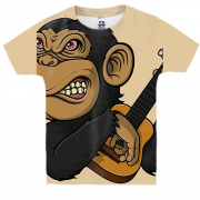 Детская 3D футболка с обезьяной и гитарой