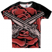 Дитяча 3D футболка з двома обрізами і трояндою