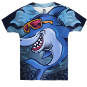 Детская 3D футболка с акулой в очках