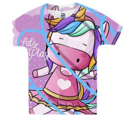 Детская 3D футболка lets party unicorn