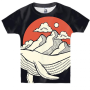 Детская 3D футболка с китом и горами