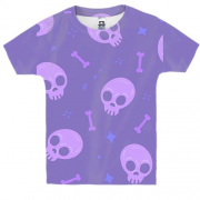 Дитяча 3D футболка з фіолетовими черепками