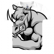 Дитяча 3D футболка з носорогом качком
