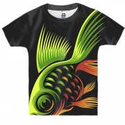 Детская 3D футболка с золото зеленой рыбкой