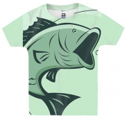 Детская 3D футболка с салатовой рыбой