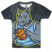 Детская 3D футболка Basketball носорог