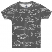 Детская 3D футболка с разными рыбами