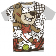 Детская 3D футболка с медведем теннисистом