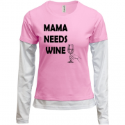 Жіночий лонгслів Комбі Mama needs Wine