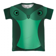 3D футболка із зеленою совою