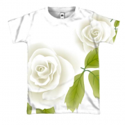 3D футболка с белыми розами