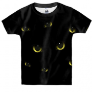 Детская 3D футболка с кошачьими глазами в темноте