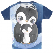 Детская 3D футболка с семьей пингвинов