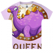 Детская 3D футболка с королевой динозавром