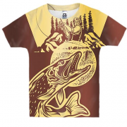 Детская 3D футболка с золотистой рыбалкой
