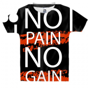 Детская 3D футболка с надписью "No pain No gain"