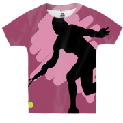 Детская 3D футболка с розовым игроком в теннис