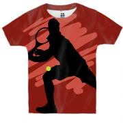 Детская 3D футболка с красным игроком в теннис