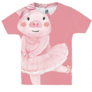Дитяча 3D футболка зі свинкою балериною